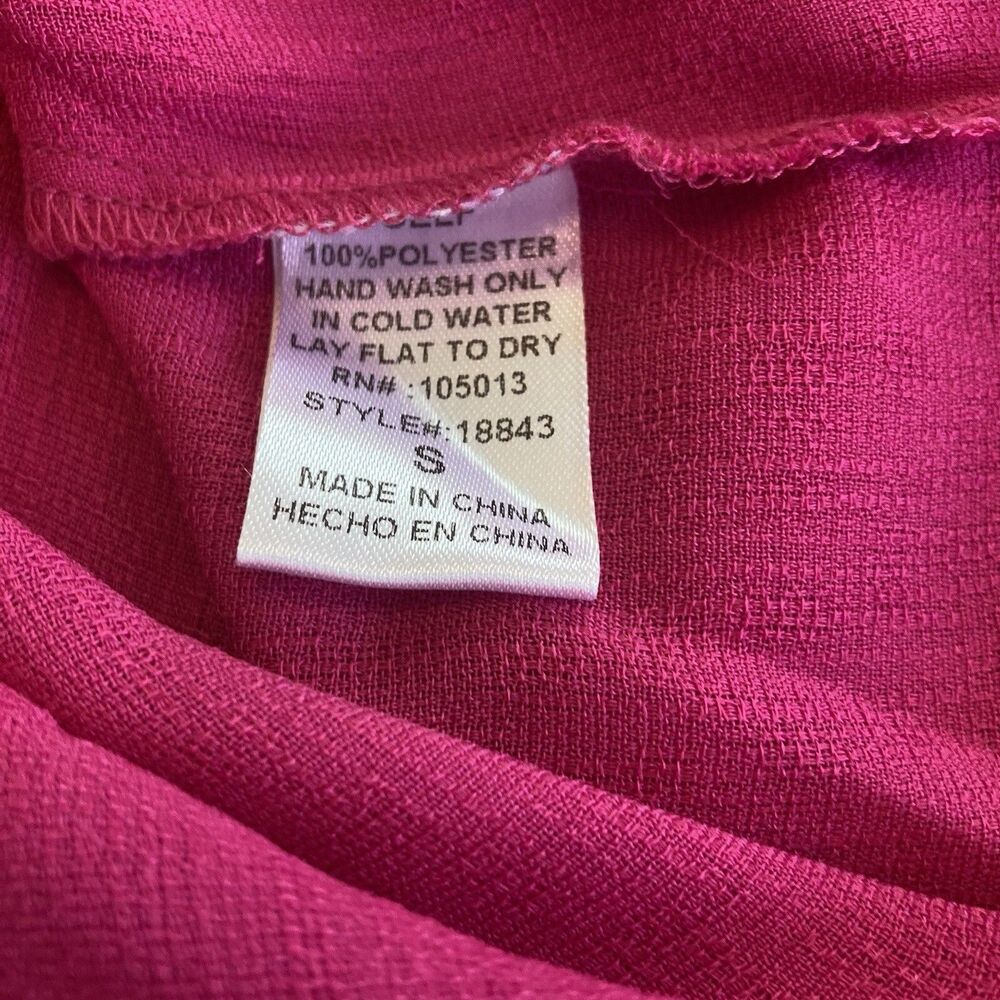 Savanna Jane Tunic Top Women's Small Magenta Embroidered Bell Sleeve Boho - Picture 16 of 16